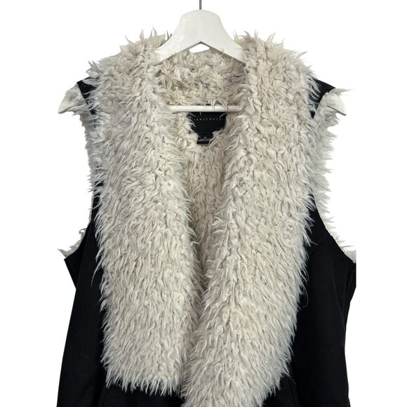 Sanctuary Vest Womens XL Jacket Faux Suede Faux Fur Coat Fall Winter Sleeveless - Picture 2 of 16